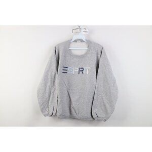 Vtg 90s Esprit Womens XL Spell Out Babydoll Boxy Fit Crewneck Sweatshirt Gray